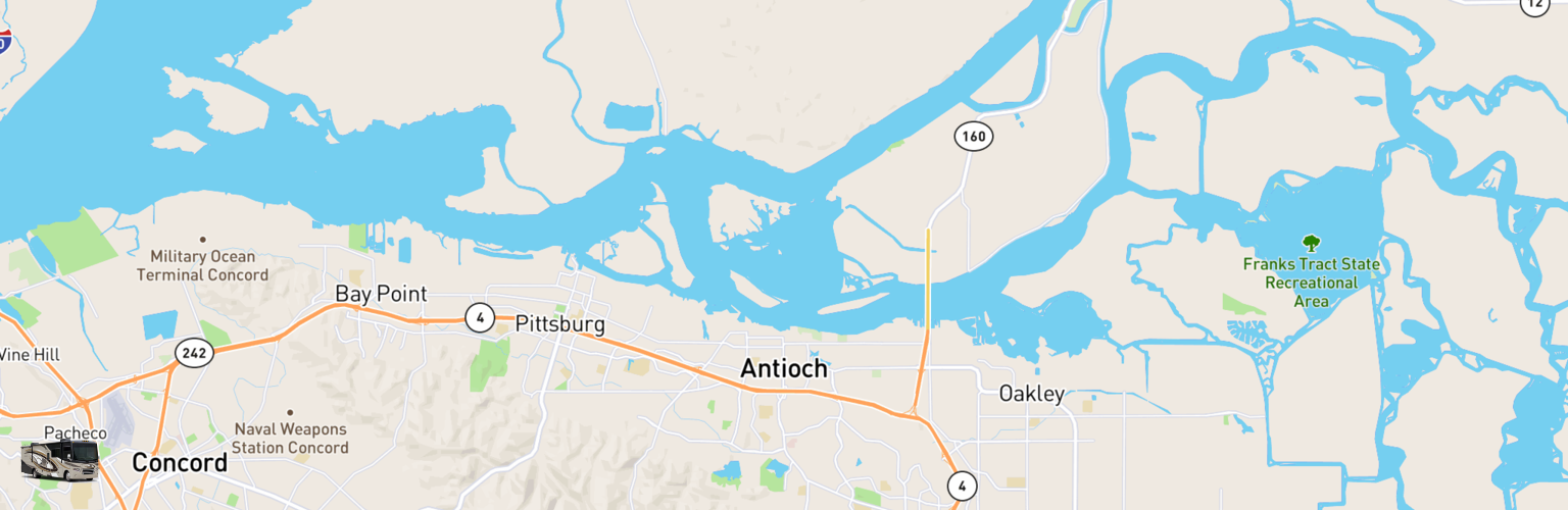 Class A RV Rentals Map Antioch, CA