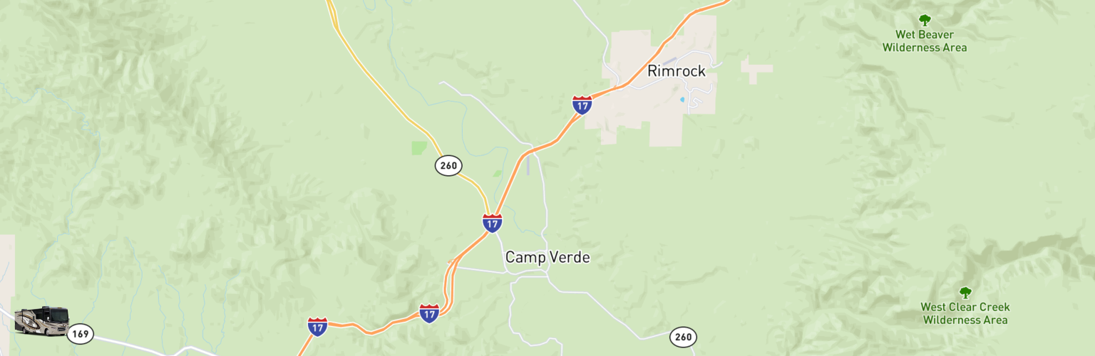 Class A RV Rentals Map Camp Verde, AZ