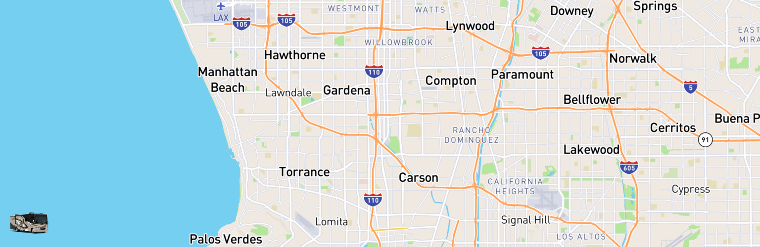 Class A RV Rentals Map Carson, CA