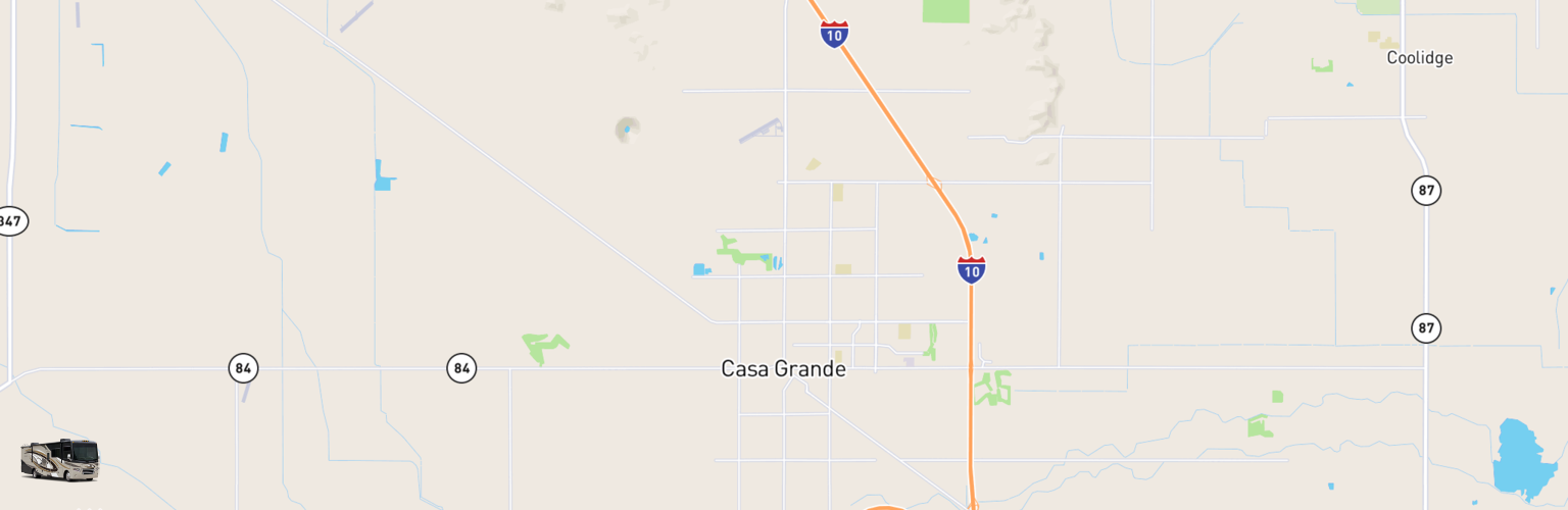 Class A RV Rentals Map Casa Grande, AZ