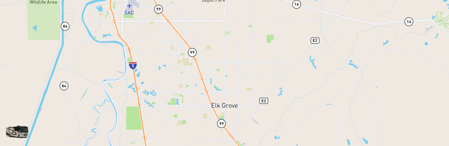 Class A RV Rentals Map Elk Grove, CA