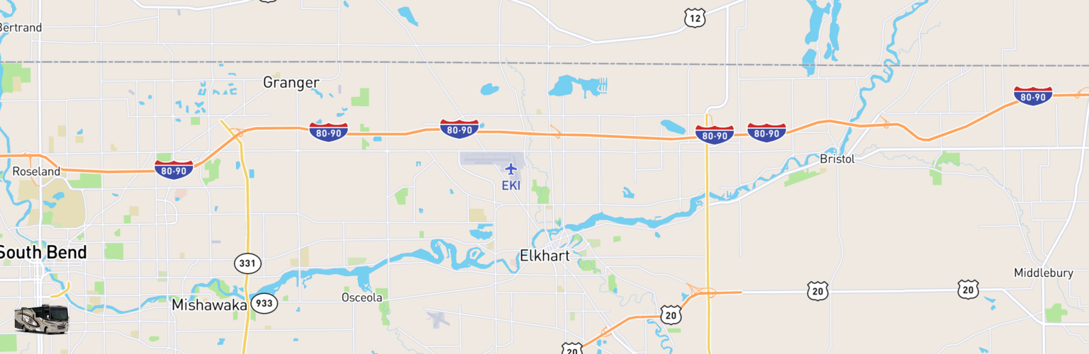 Class A RV Rentals Map Elkhart, IN