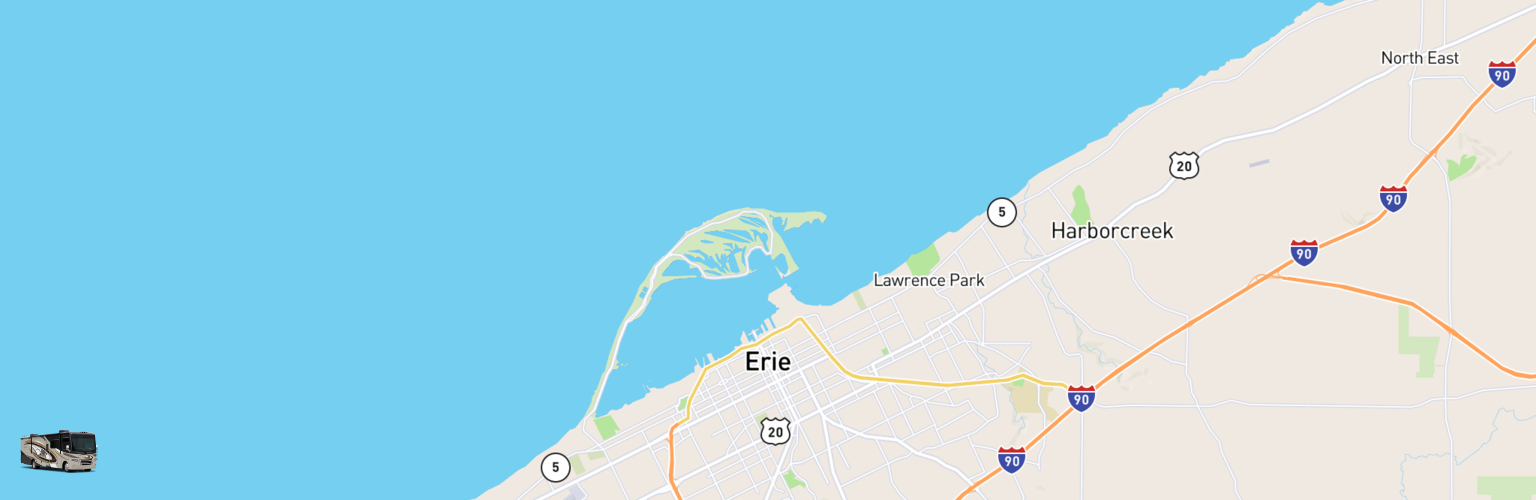 Class A RV Rentals Map Erie, PA