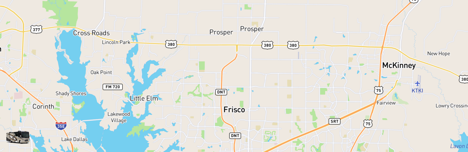Class A RV Rentals Map Frisco, TX