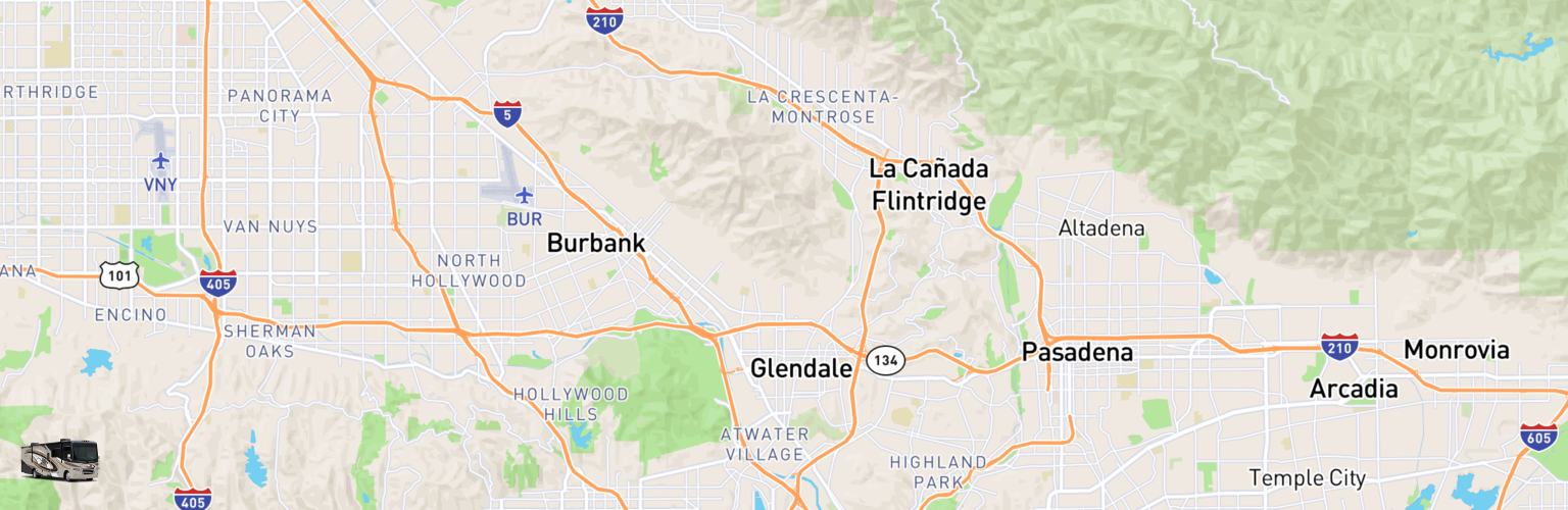 Class A RV Rentals Map Glendale, CA