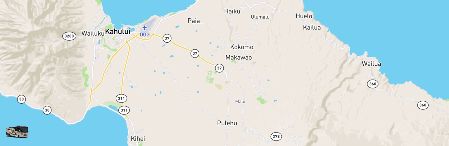 Class A RV Rentals Map Maui, HI