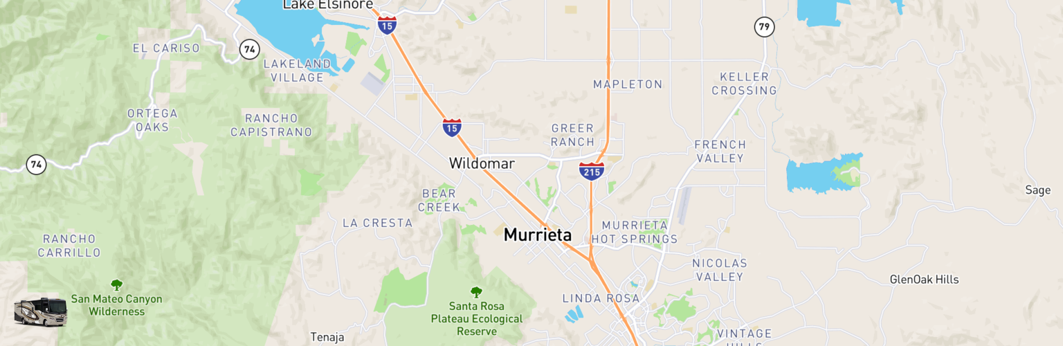 Class A RV Rentals Map Murrieta, CA