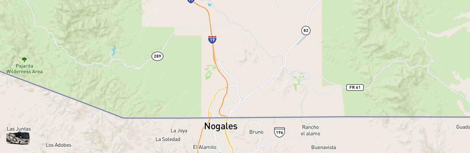 Class A RV Rentals Map Nogales, AZ