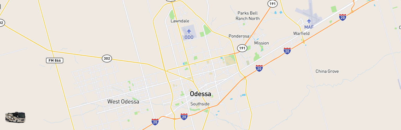 Class A RV Rentals Map Odessa, TX