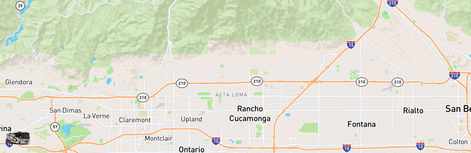Class A RV Rentals Map Rancho Cucamonga, CA