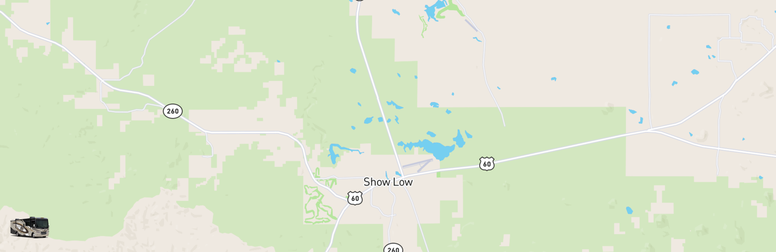 Class A RV Rentals Map Show Low, AZ