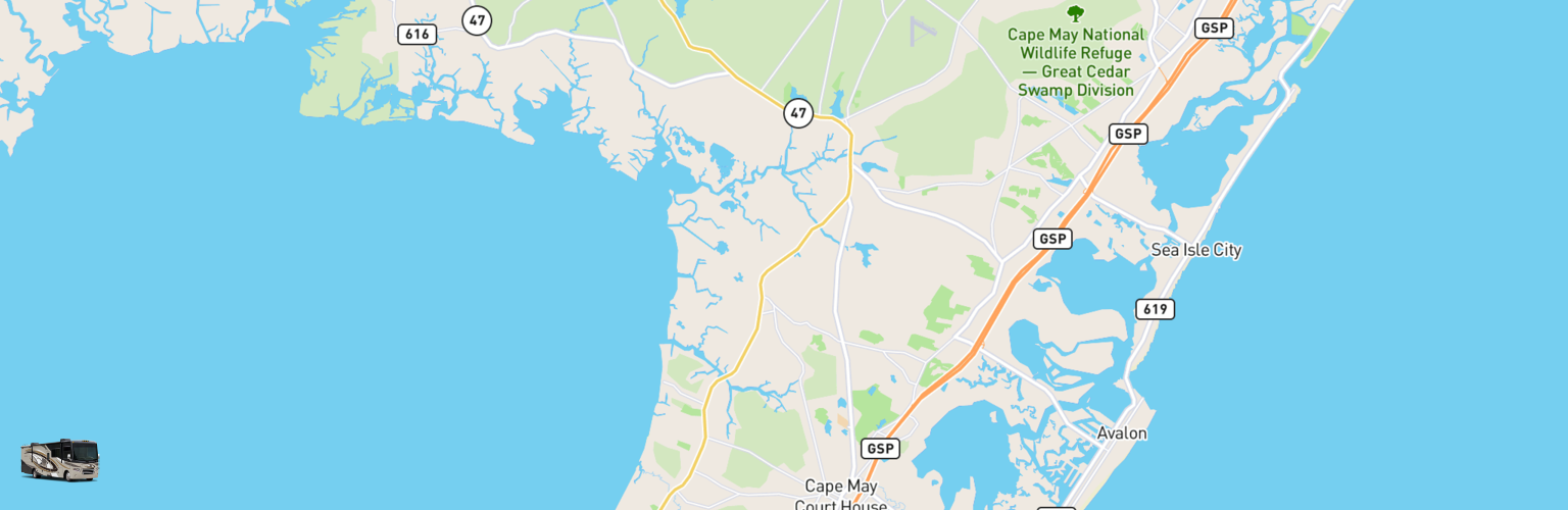 Class A RV Rentals Map South Jersey, NJ