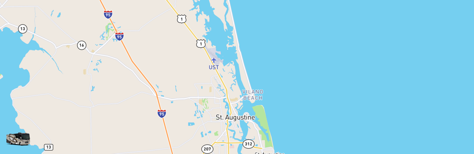 Class A RV Rentals Map St Augustine, FL