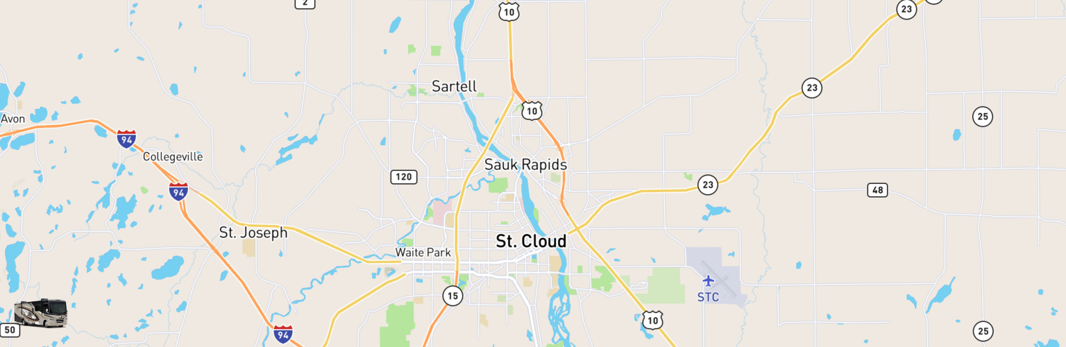 Class A RV Rentals Map St Cloud, MN