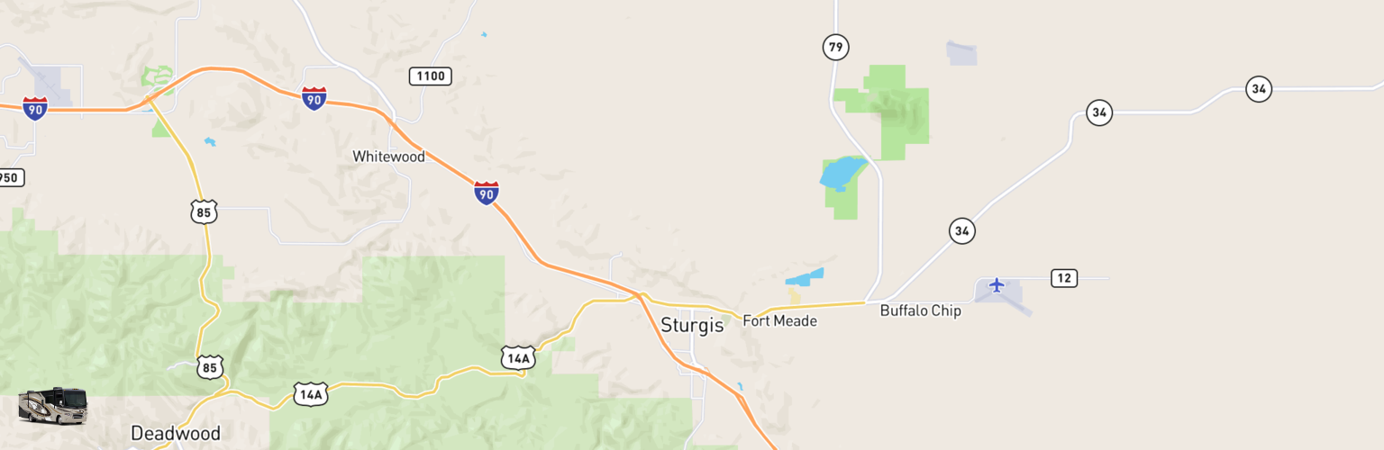 Class A RV Rentals Map Sturgis, SD