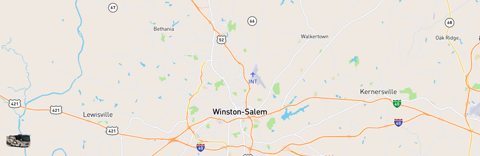 Class A RV Rentals Map Winston Salem, NC
