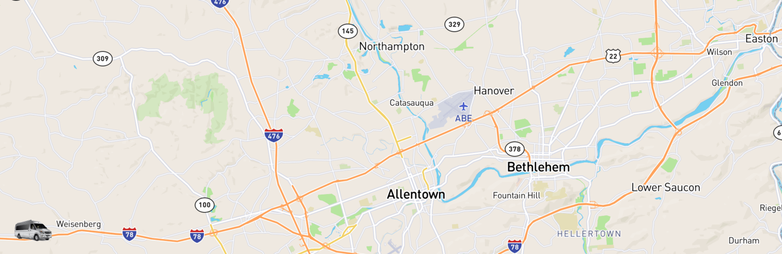 Class B RV Rentals Map Allentown, PA