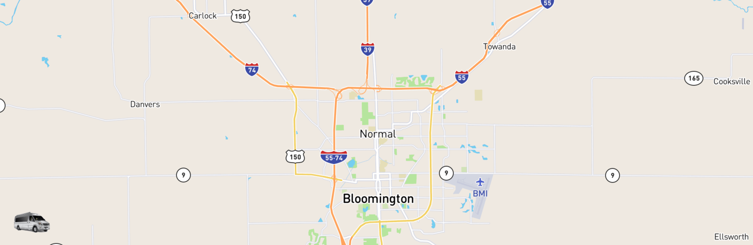 Class B RV Rentals Map Bloomington Normal, IL