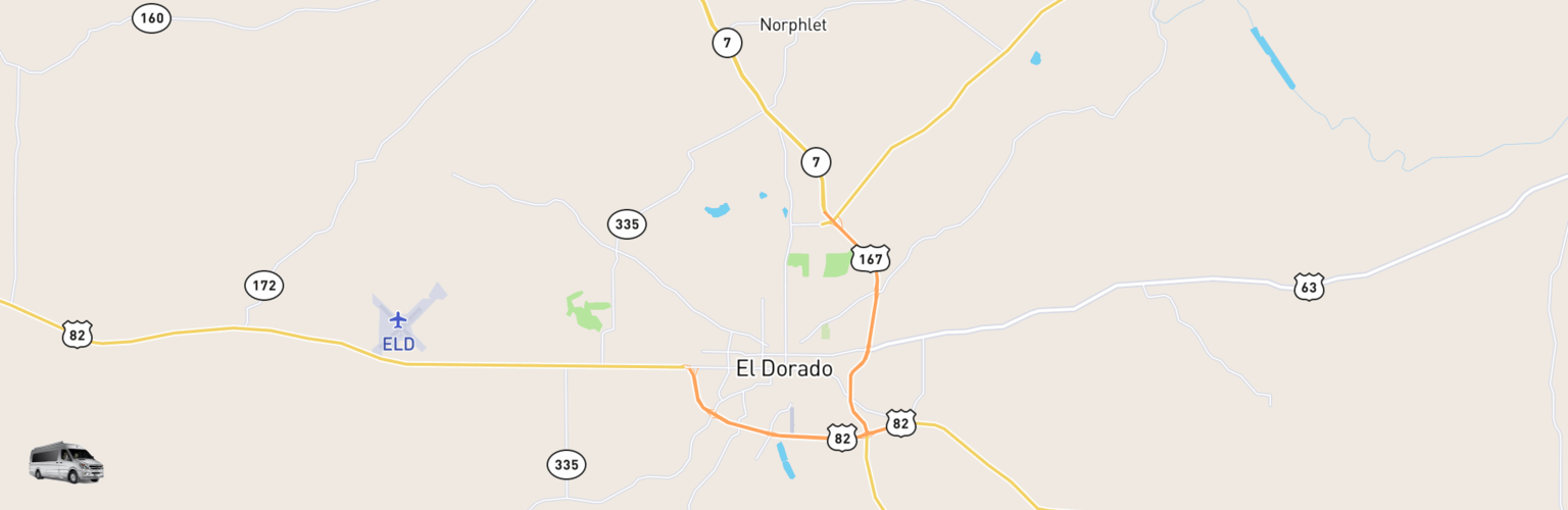 Class B RV Rentals Map El Dorado, AR