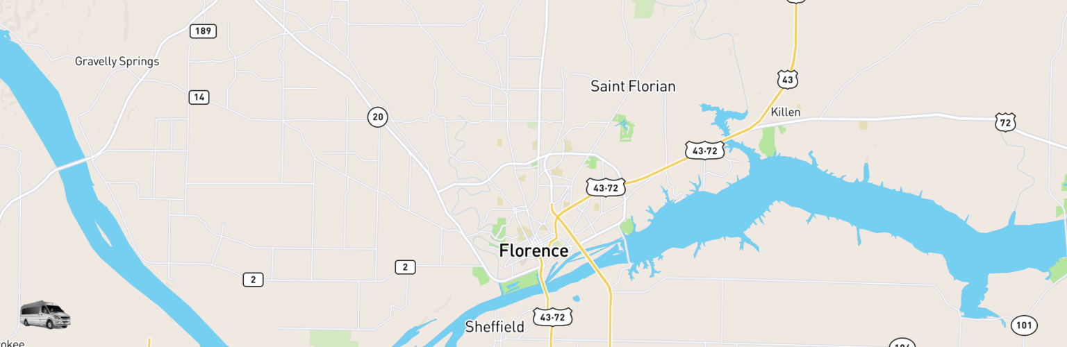 Class B RV Rentals Map Florence, AL