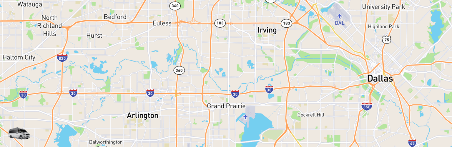 Class B RV Rentals Map Grand Prairie, TX