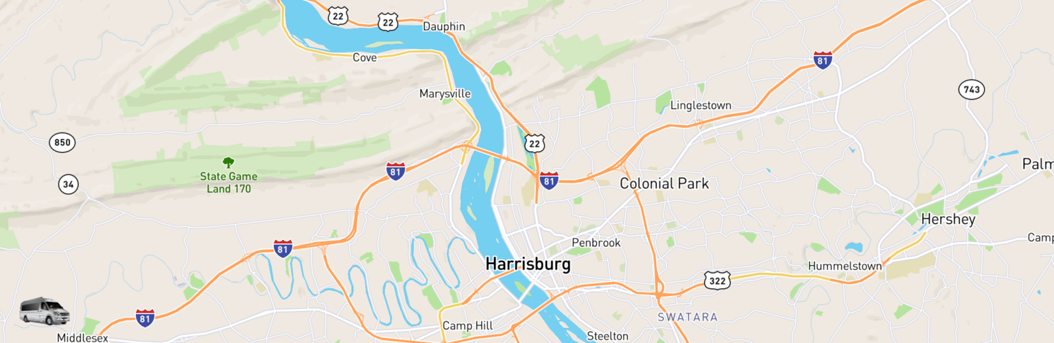 Class B RV Rentals Map Harrisburg, PA