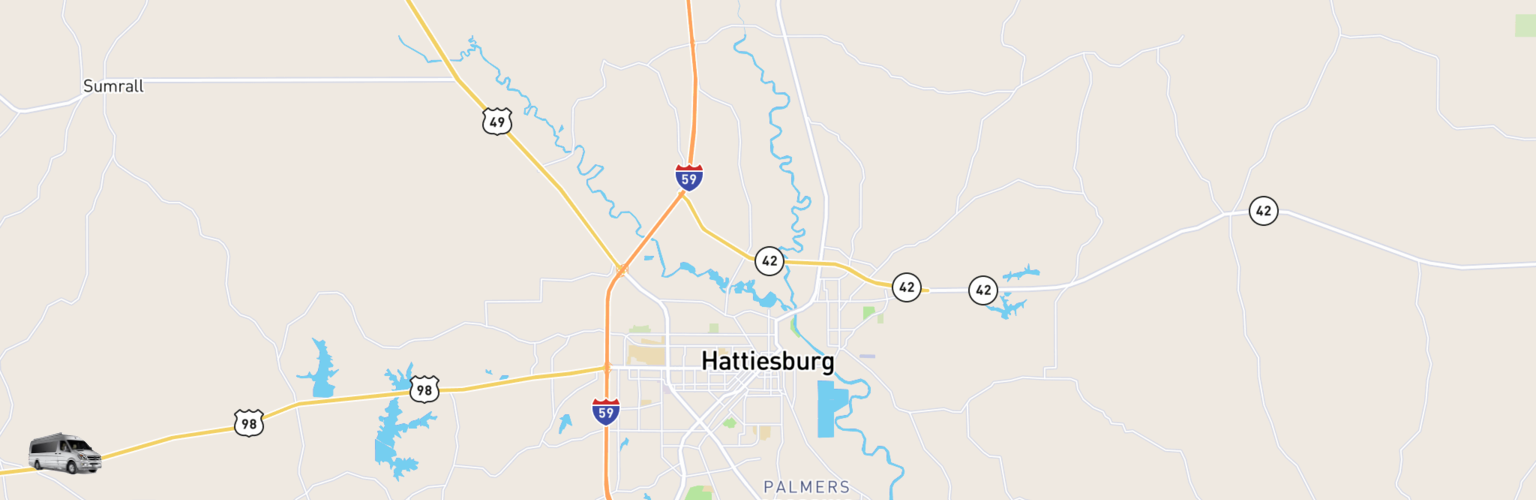 Class B RV Rentals Map Hattiesburg, MS