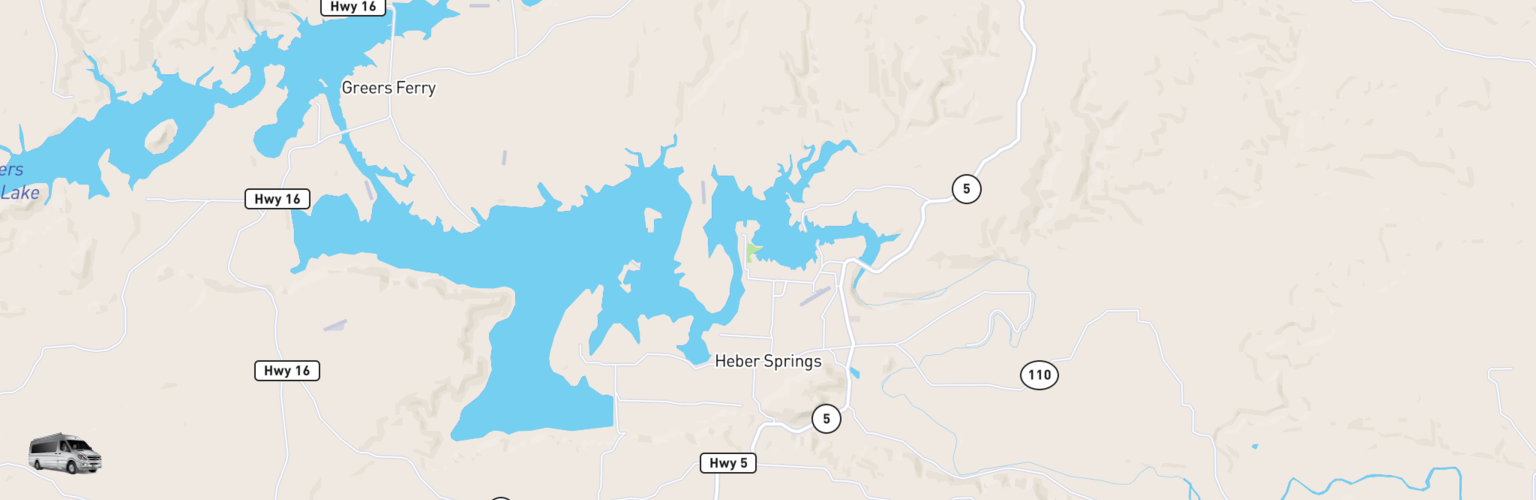 Class B RV Rentals Map Heber Springs, AR