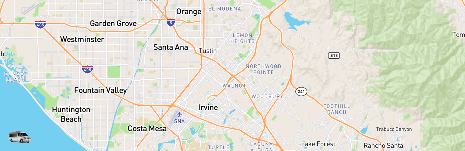 Class B RV Rentals Map Irvine, CA