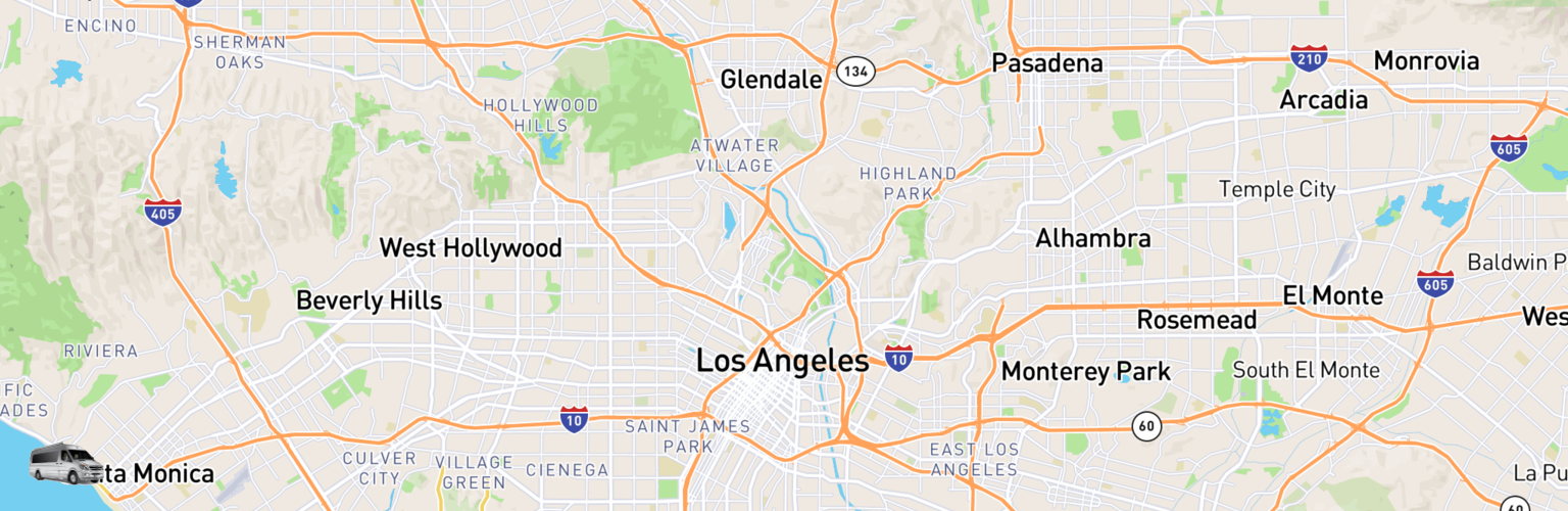 Class B RV Rentals Map Los Angeles, CA