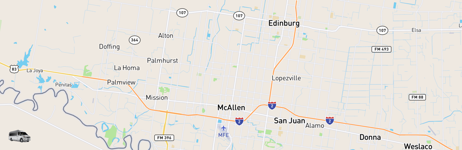 Class B RV Rentals Map Mcallen Edinburg, TX