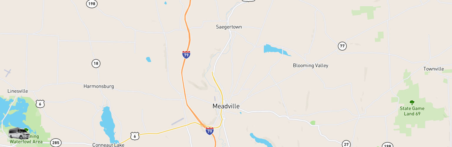 Class B RV Rentals Map Meadville, PA