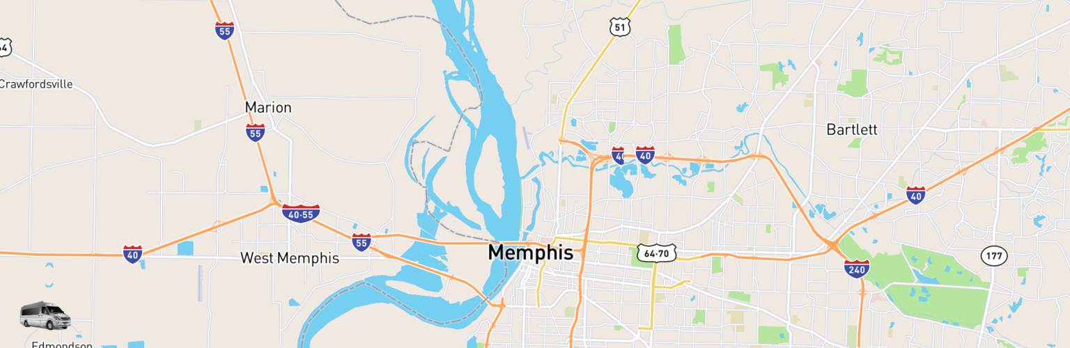 Class B RV Rentals Map Memphis, TN