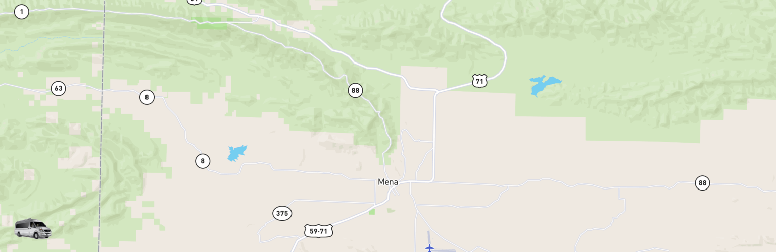 Class B RV Rentals Map Mena, AR