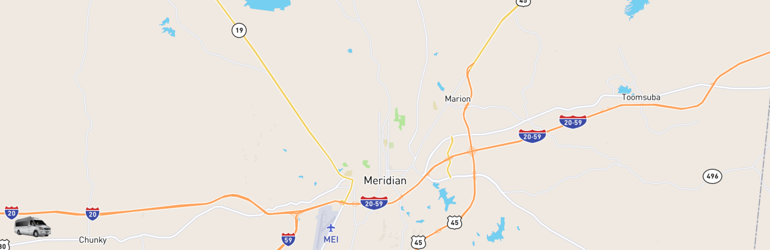 Class B RV Rentals Map Meridian, MS