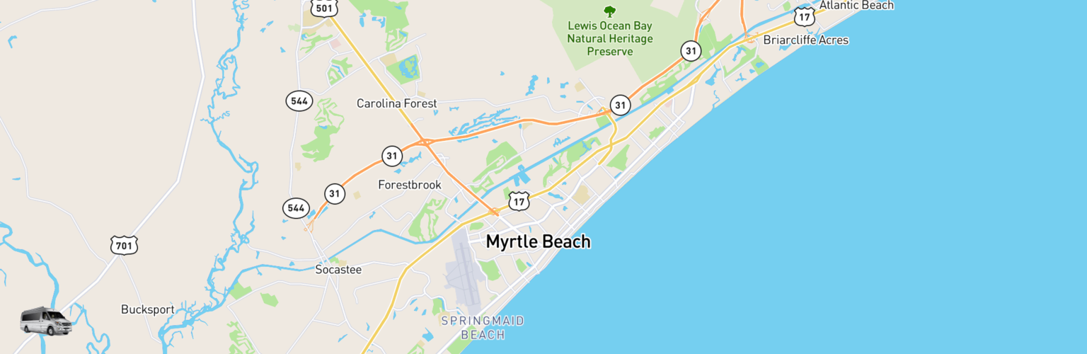 Class B RV Rentals Map Myrtle Beach, SC