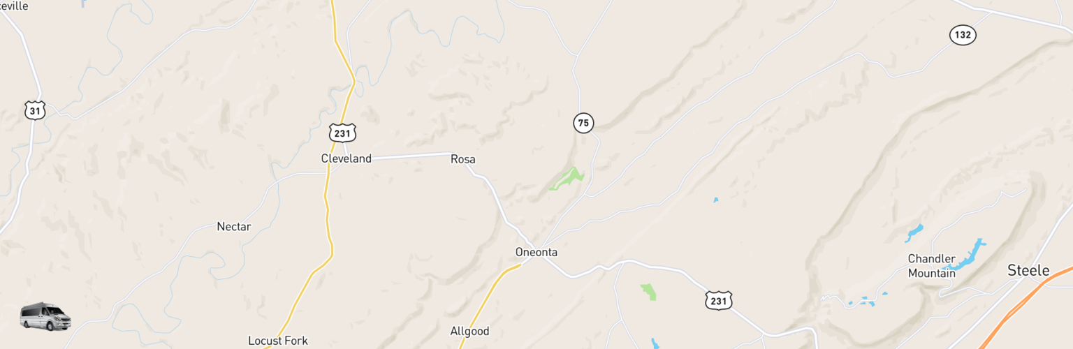 Class B RV Rentals Map Oneonta, AL