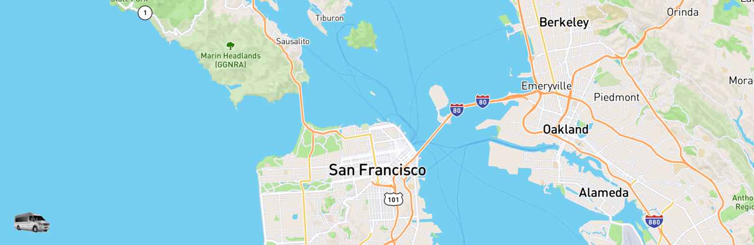 Class B RV Rentals Map San Francisco, CA