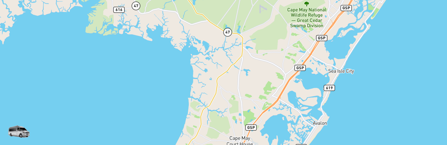 Class B RV Rentals Map South Jersey, NJ