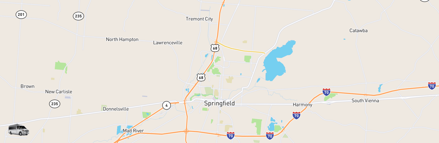 Class B RV Rentals Map Springfield, OH
