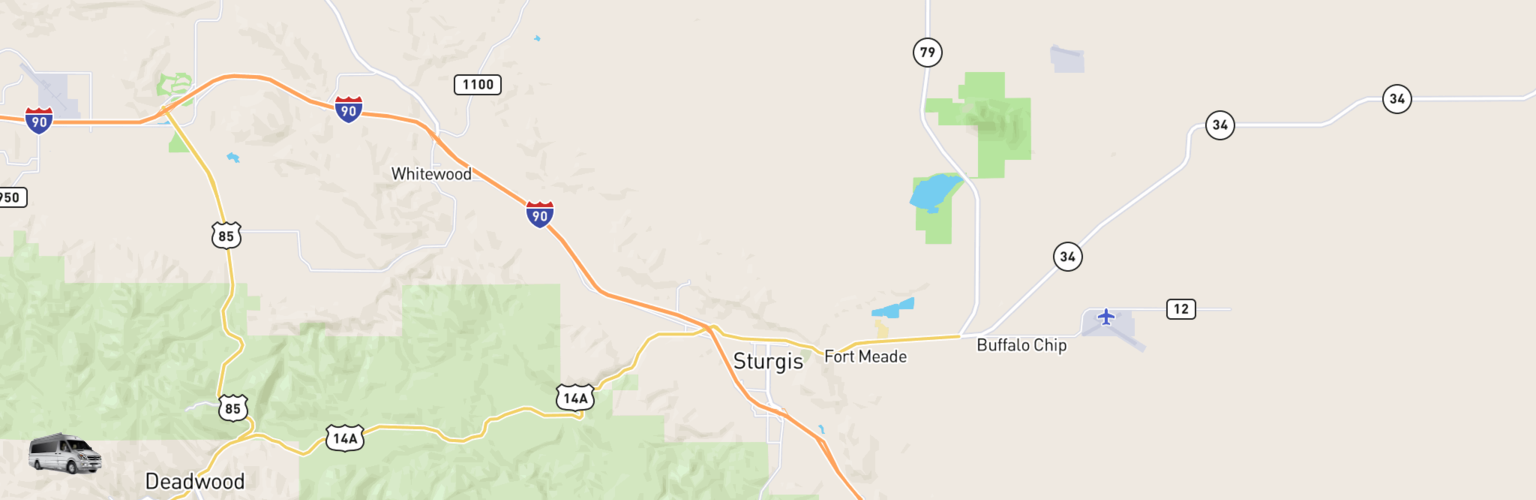 Class B RV Rentals Map Sturgis, SD