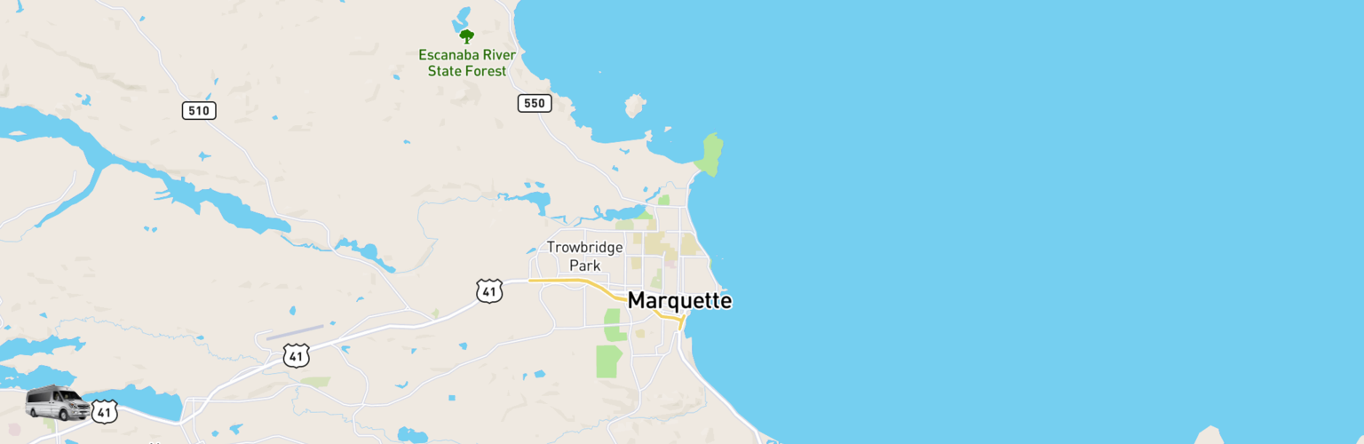 Class B RV Rentals Map Upper Peninsula, MI