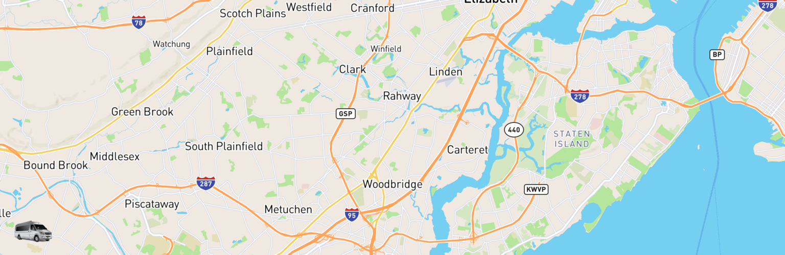 Class B RV Rentals Map Woodbridge, NJ