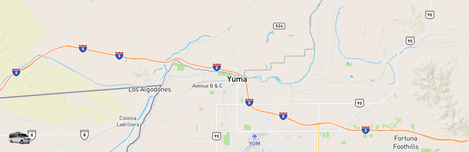 Class B RV Rentals Map Yuma, AZ