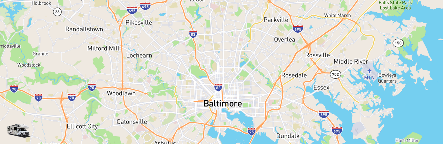 Class C RV Rentals Map Baltimore, MD