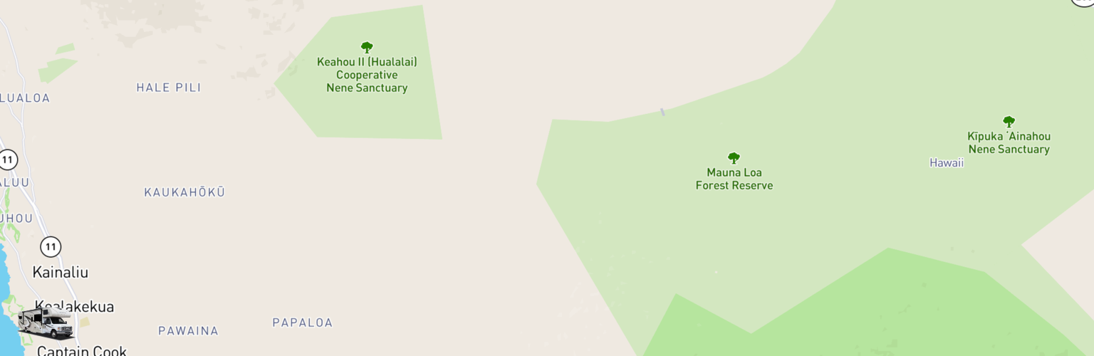 Class C RV Rentals Map Big Island, HI