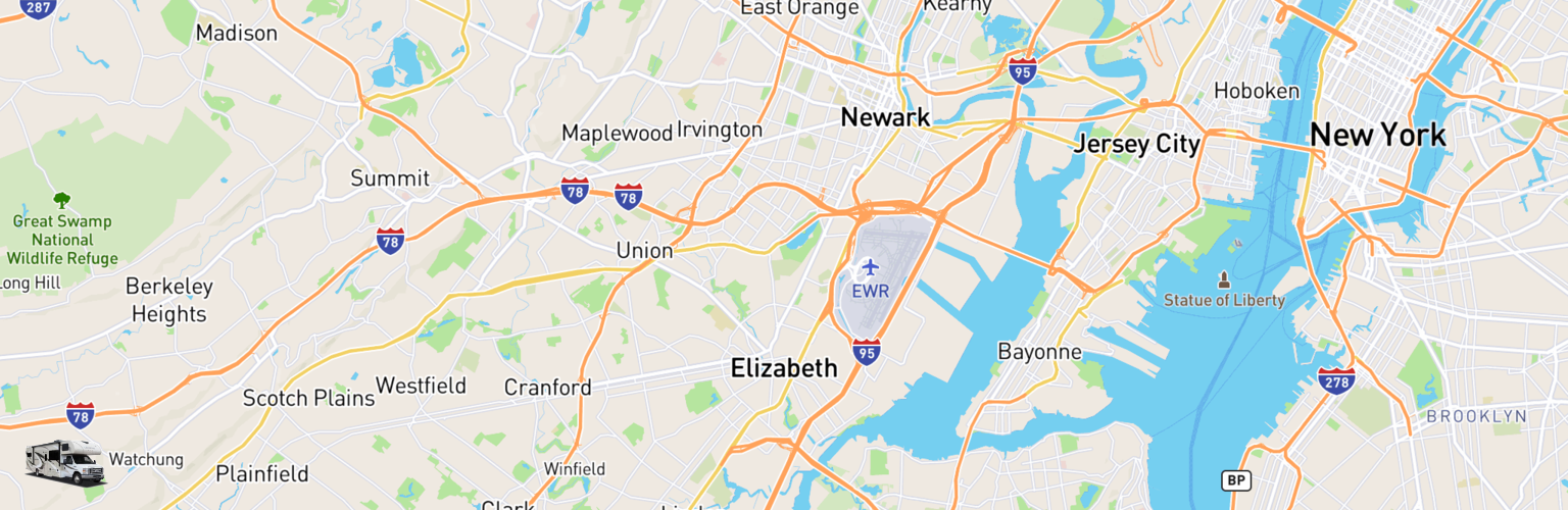 Class C RV Rentals Map Elizabeth, NJ