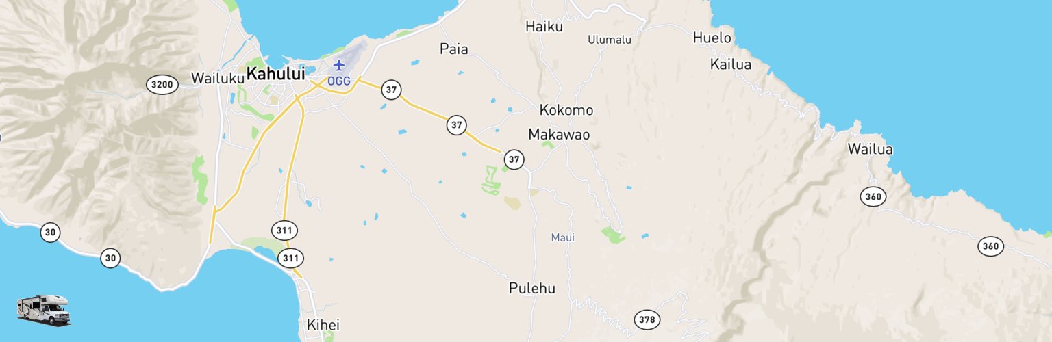 Class C RV Rentals Map Maui, HI