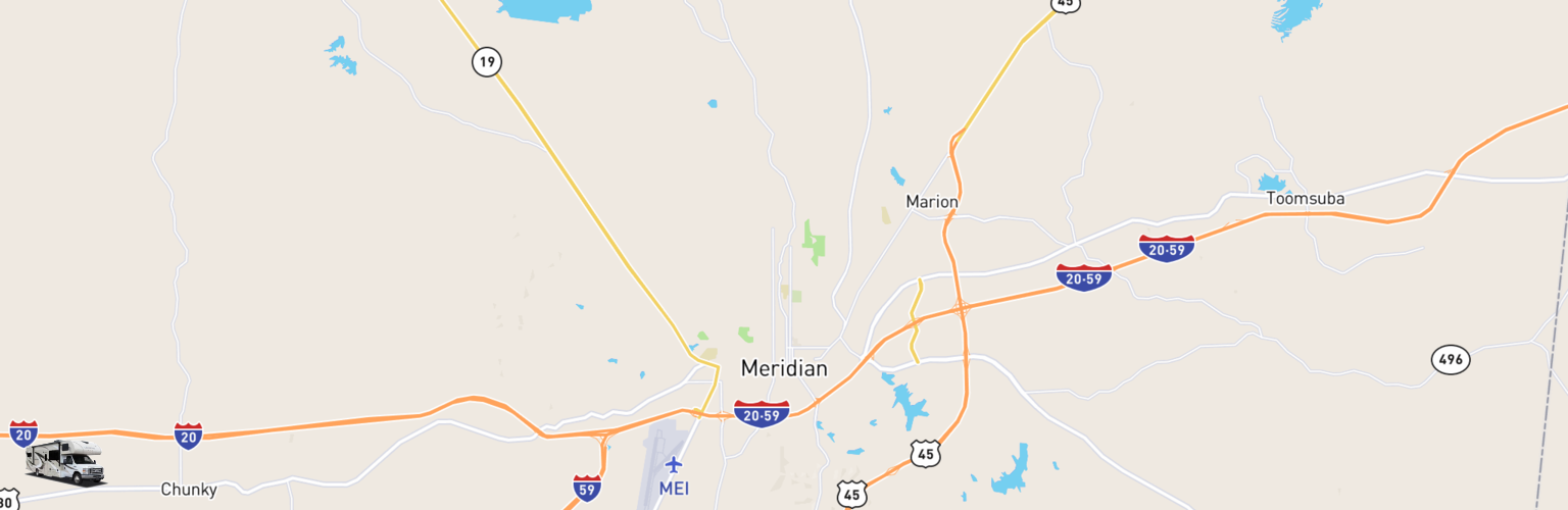 Class C RV Rentals Map Meridian, MS