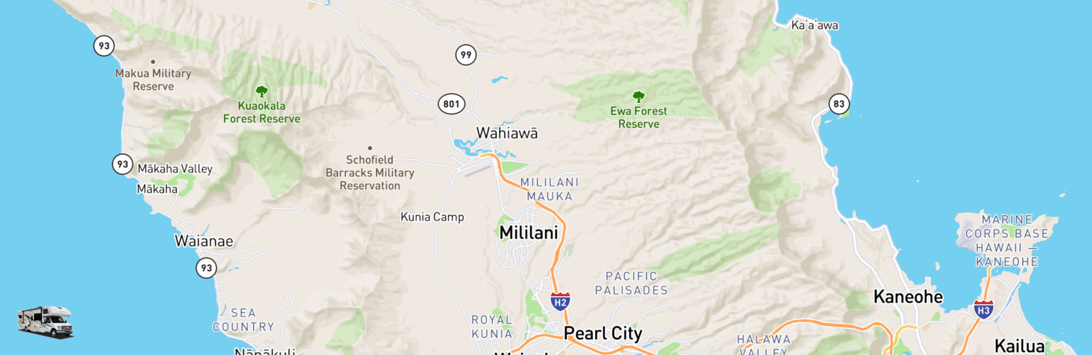 Class C RV Rentals Map Oahu, HI
